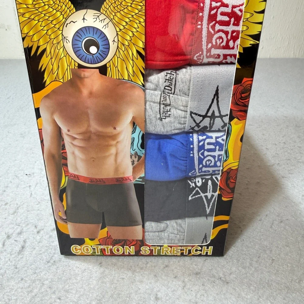 Von Dutch Boxer Briefs Mens Large Multicolor New 6 Pack Cotton Stretch Logo